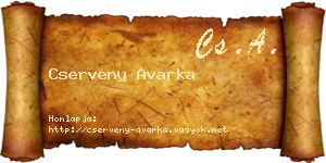 Cserveny Avarka névjegykártya